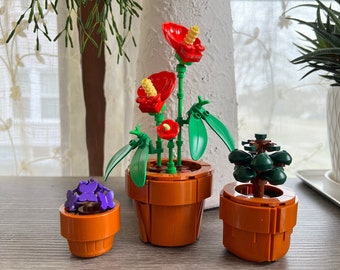 Lego Tiny Plants Set, Desk Decor, Shamrock, Anthurium & Jade