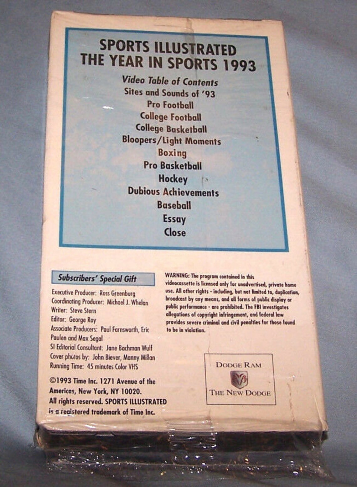 VHS Sports Illustrated 1993 The Year in Sports | Etsy