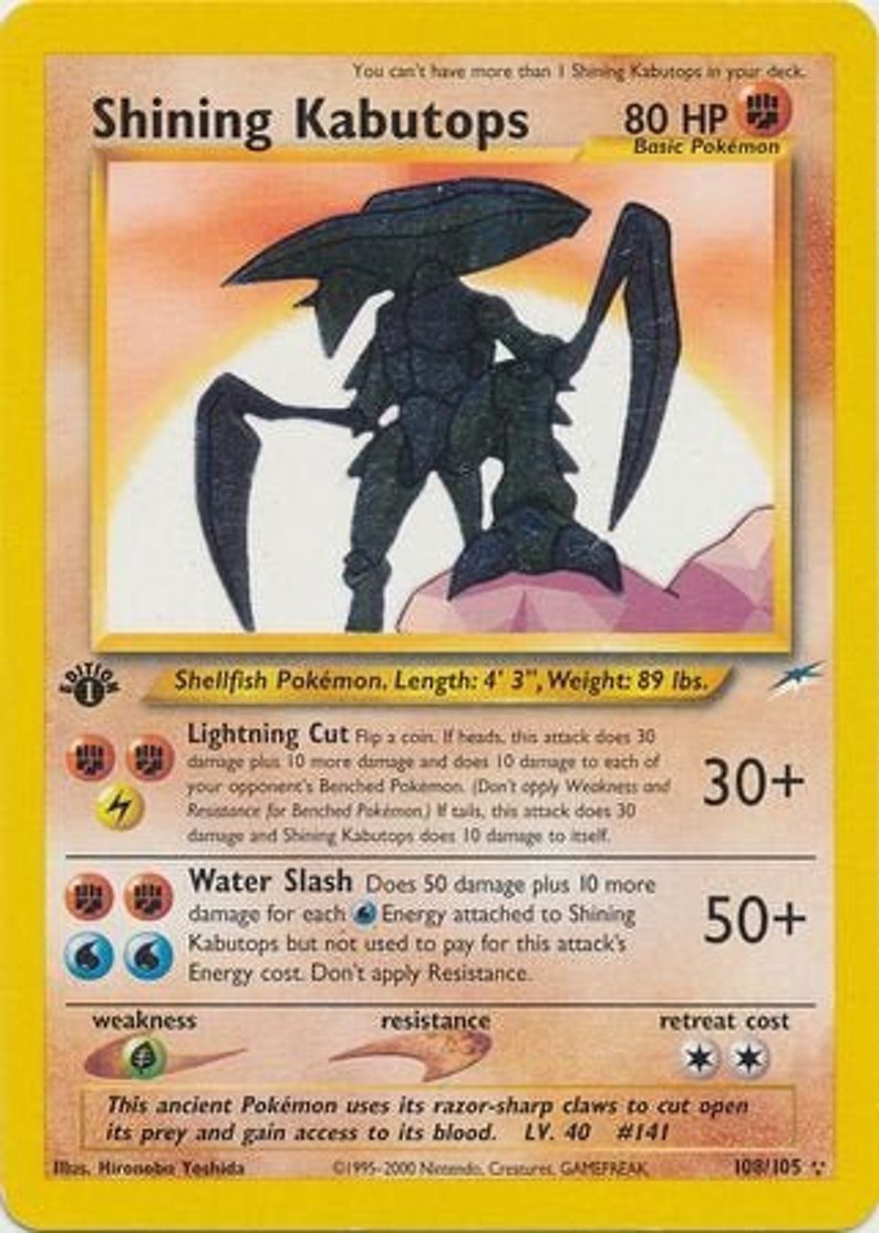 Shining Kabutops 1st edition 108105 Proxy Pokemon Card