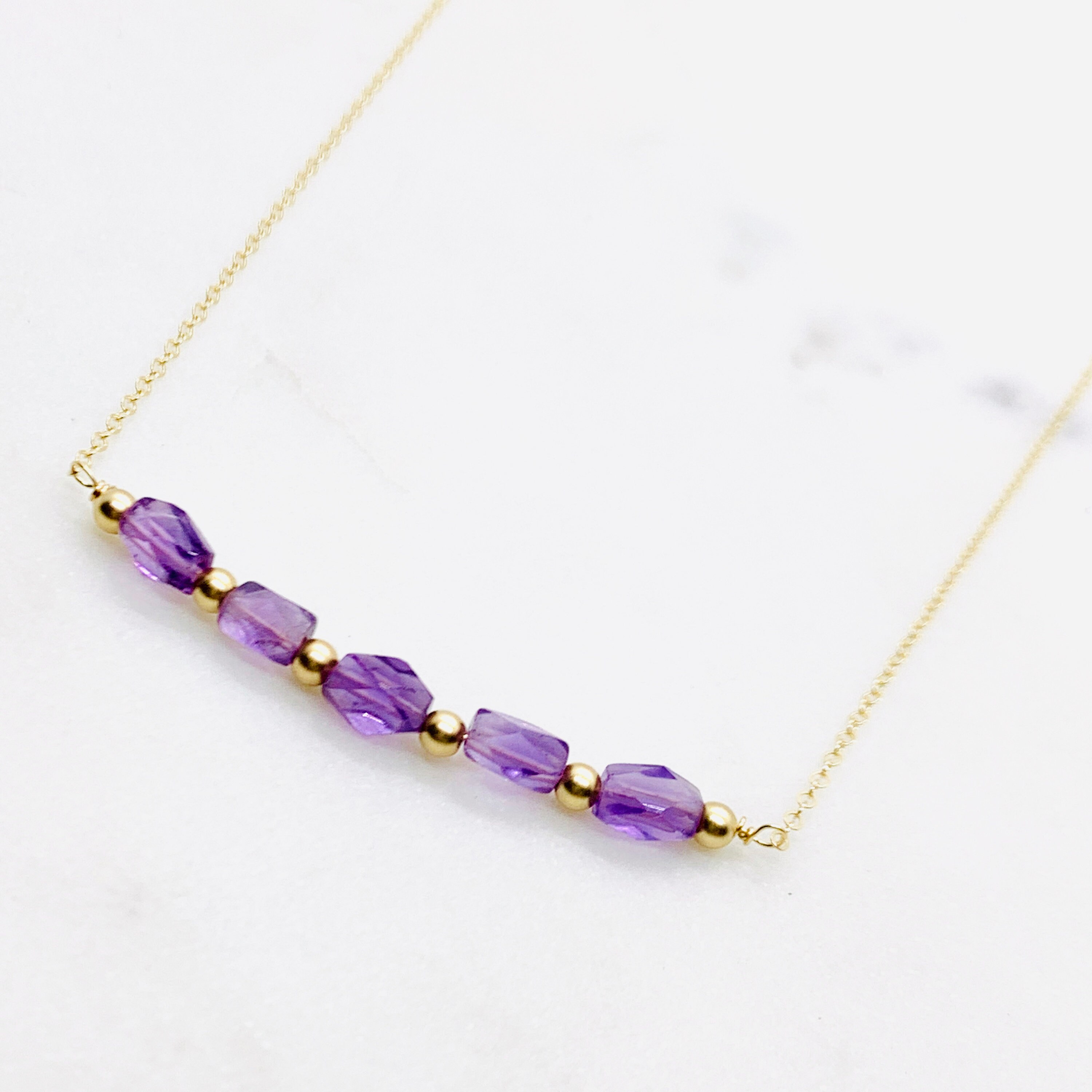 Amethyst Beaded Necklace Etsy
