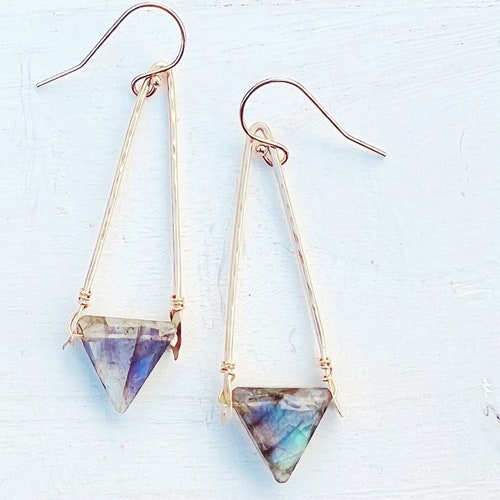 •FULL MOON COVE• labradorite + mixed metal dangle earrings main image 0