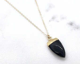 Large Black Onyx Shield Necklace