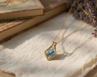 Framed Labradorite Diamond Necklace