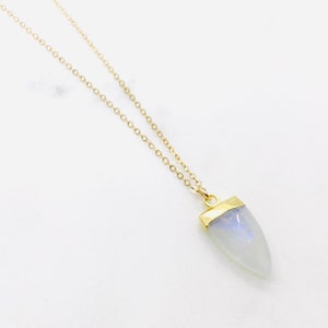 Rainbow Moonstone Large Shield Necklace