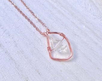 Herkimer Diamond Necklace Framed Floating Diamond Necklace