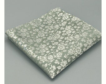 Floral DUSTY Sage Pocket Square Handkerchief Hankie Wedding Formal Prom