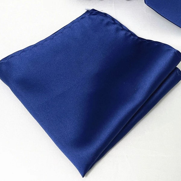 Cobalt Blue Solid Plain Pocket Square Handkerchief Hankie