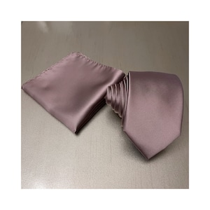 Dusty Mauve Quartz Classic 3.5&quot; wide Self Tie Neck tie and Pocket Square Set Wedding Groomsman Formal Prom
