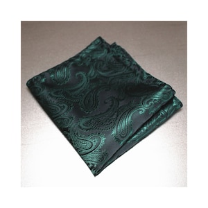 Paisley Two Tone Dark Forest Green Pocket Square Juniper