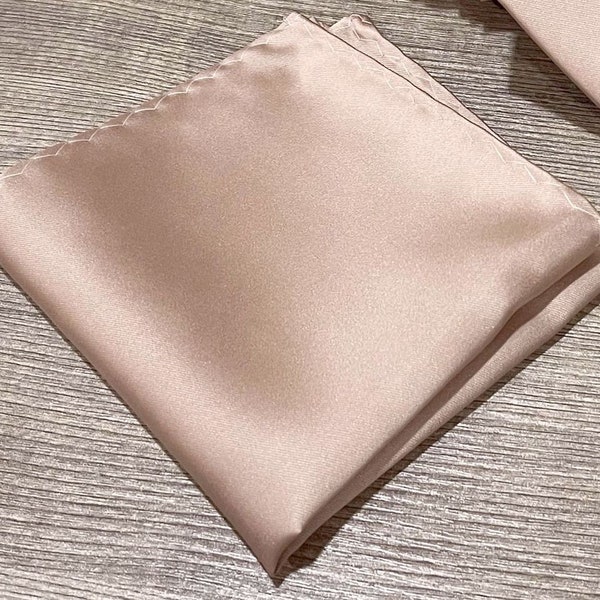 Matte Satin Rose Gold Solid Plain Pocket Square Handkerchief Hankie Sand