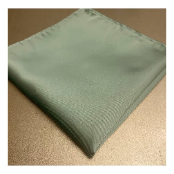 New 2023 Dusty Satin Sage Green Solid Pocket Square Wedding