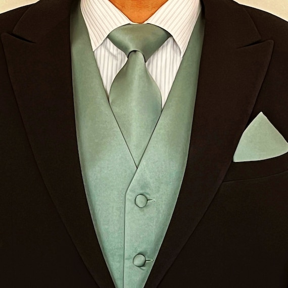 SAGE Green Solid Plain Men's Vest Self Tie Necktie and Pocket Square 3pcs  Set for All Formal or Casual Occasion Prom Wedding - Etsy Norway
