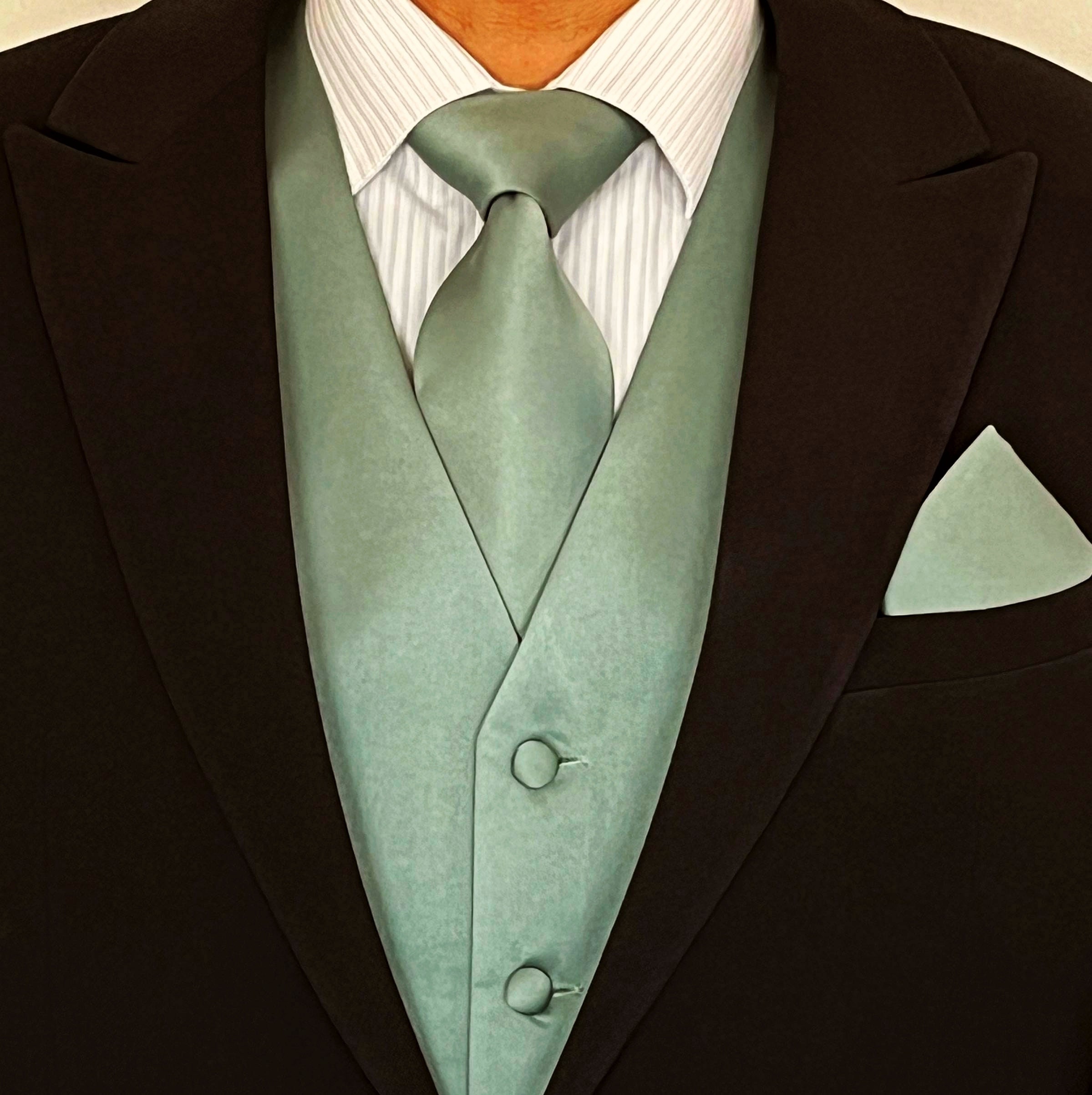 SAGE Green Solid Plain Men's Vest Self Tie Necktie and Pocket Square 3pcs  Set for All Formal or Casual Occasion Prom Wedding - Etsy