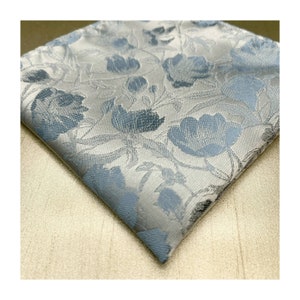 Floral DUSTY BLUE Steel B Pocket Square Handkerchief Hankie Gift Wedding Formal Flower
