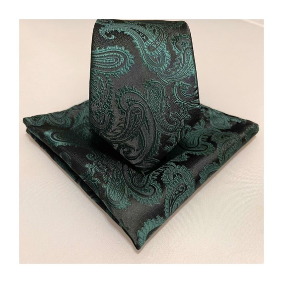 thumbnail image 2 of Men's Paisley Skinny Tie & Pocket Square Set – 2.75" Width – Classic Length – Microfiber – Prom/Wedding 2 of 6