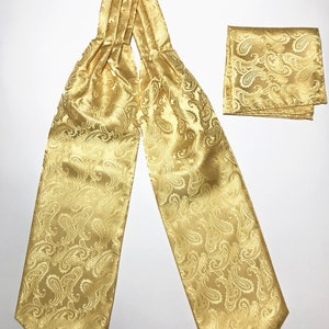 GOUD Paisley-vrije set casual ascot-das en pochet