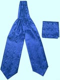 BRIGHT BLUE paisley Free Style Casual Ascot Cravat and Pocket Square Set