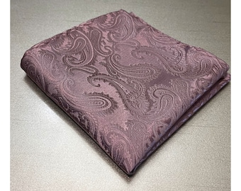 Paisley Dusty Mauve Quartz Pocket Square