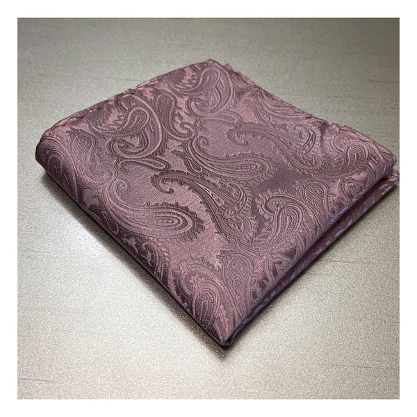 Paisley Dusty Mauve Quartz Pocket Square