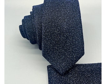 Glitter DARK NAVY Blau Herren Solide Krawatte und Einstecktuch Set Slim 2,9 "Breite Hochzeit formeller Abschlussball