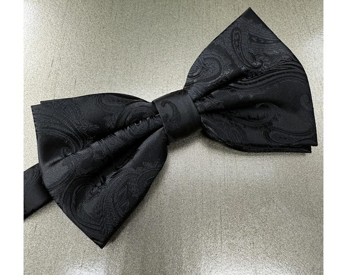Men's Paisley BLACK  Pretied bow tie only