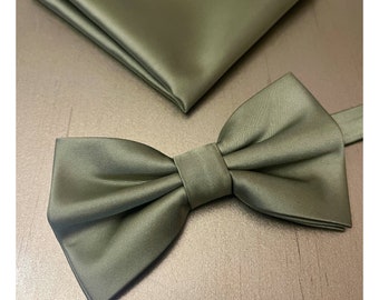 EUCALYPTUS Green Solid Men's Pretied butterfly Bow Tie and Pocket Square Set Formal Prom Wedding 2023