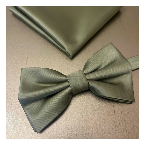 EUCALYPTUS Green Solid Men's Pretied butterfly Bow Tie and Pocket Square Set Formal Prom Wedding 2023