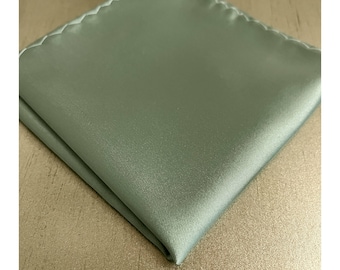 New Dusty Satin Sage Green Solid Pocket Square Wedding Formal 2025 Gift
