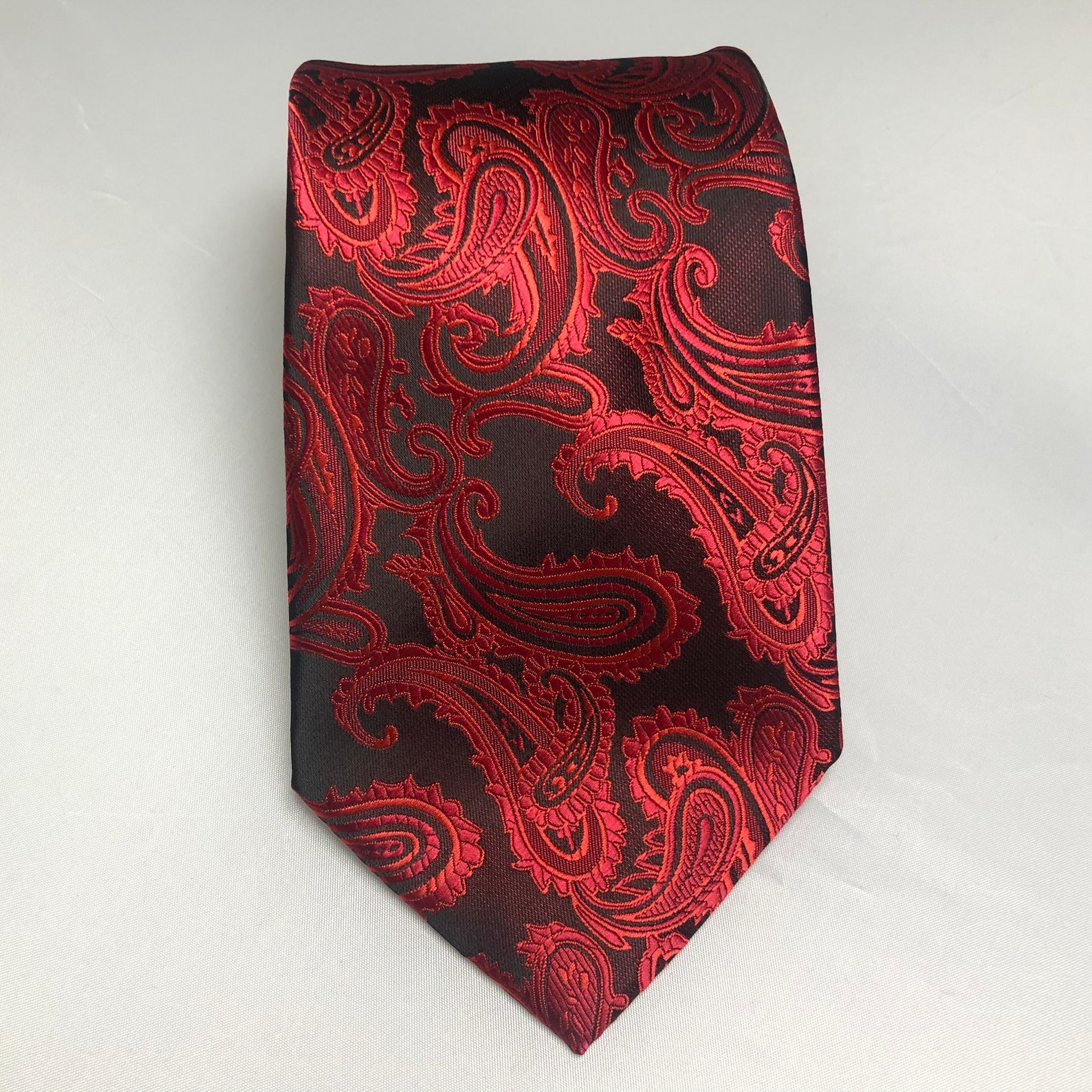 RED / BLACK Paisley Two Tone Colors Self Tie Neck Tie and - Etsy