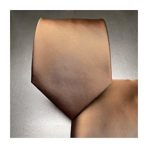 2.75&quot; Slim Satin Rust Brown Self tie Neck tie and Pocket Square Handkerchief Set Solid Plain 2025 Gift