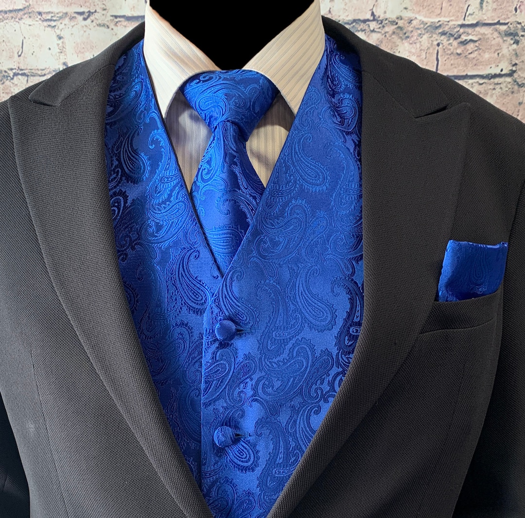 Men's Royal Blue Solid 4-Piece Men's Vest Set Also available in Big and Tall Sizes main image 1
