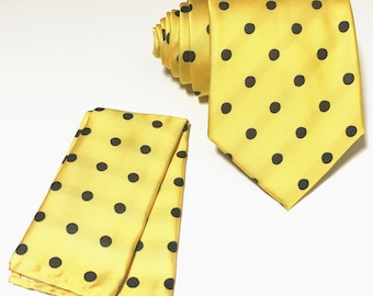 yellow tie with black dots