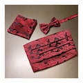 Red / Black Paisley Men’s Cummerbund And Bow tie & Pocket Square Set