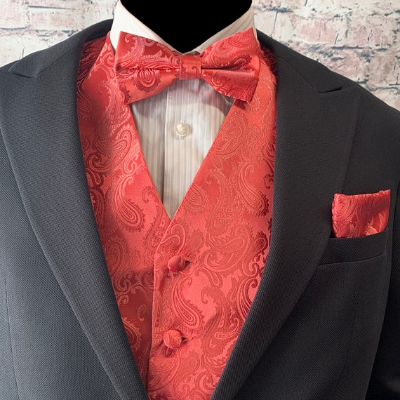 Coral vest and bow tie best sale