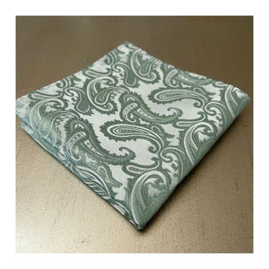 Paisley Mint Sage Green Pocket Square Wedding