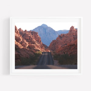 Valley of Fire Print, Southwest Travel Poster, Desert Road Print, National Park Poster, Boho Wall Decor, Road Trip Print, Southwestern Decor