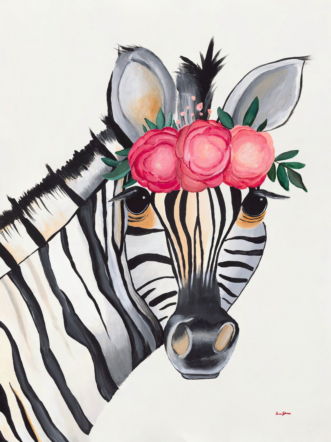 Zebra With Flower Crown Print, Nursery Wall Art, Boho Baby Girl Room ...