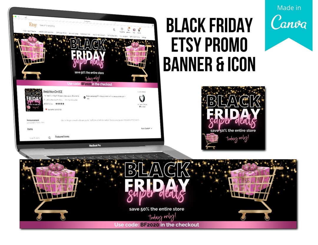 Black Friday Etsy Banner Etsy Banner Canva Template Sale Etsy