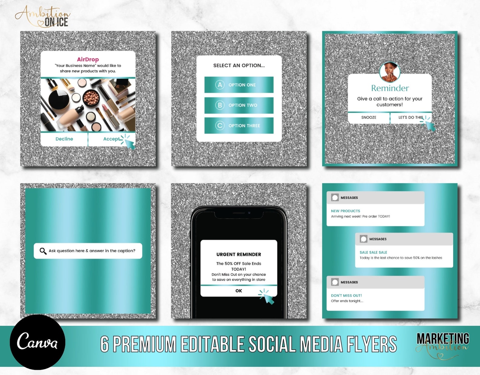 diy-reminder-flyer-canva-template-turquoise-silver-etsy