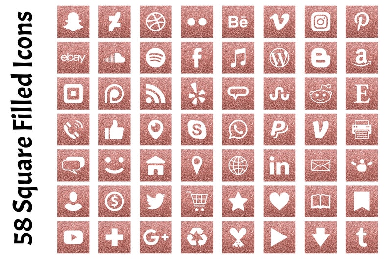 293 Rose Gold Glitter Social Media Icons branding kits and Instagram templates diy branding RGGB G25 Perfect for web design