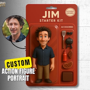 Custom Pixar Action Figure Portrait, Personalized Toy Box Art, Custom Starter Kit, Custom Figure Art, Trending Action Figure Gift,