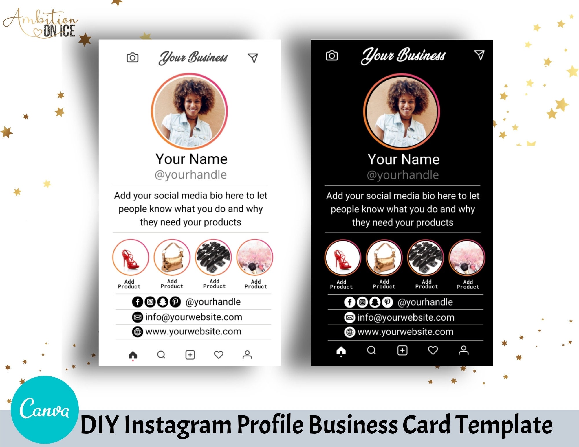 Diy Instagram Profile Business Cards Canva Template Business Etsy