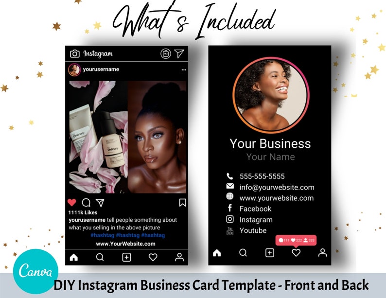 DIY Instagram Profile Business Cards Canva Template DIY Instagram Profile Business Cards Canva Template