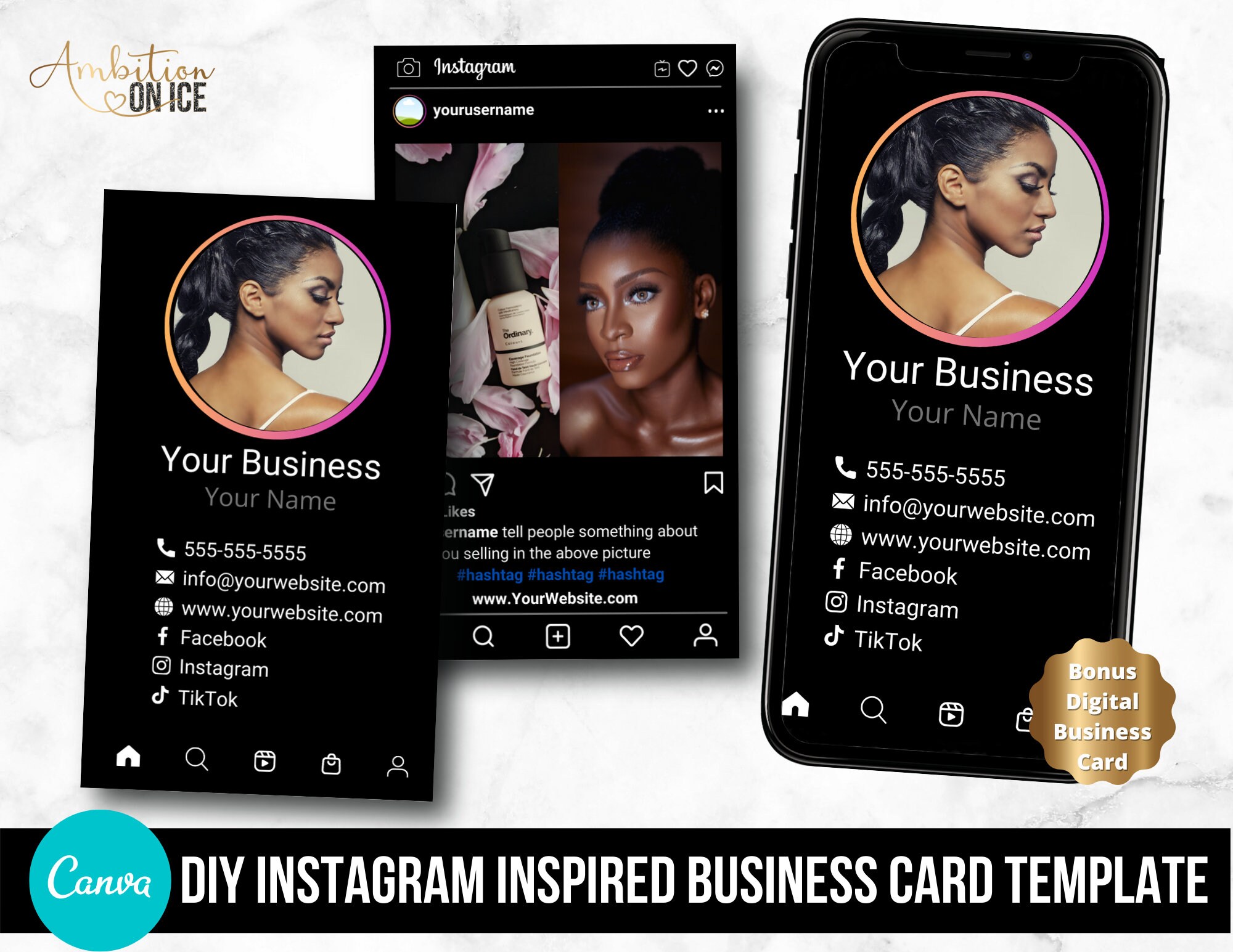 UPDATED DIY Instagram Profile Business Cards Canva Template. Etsy