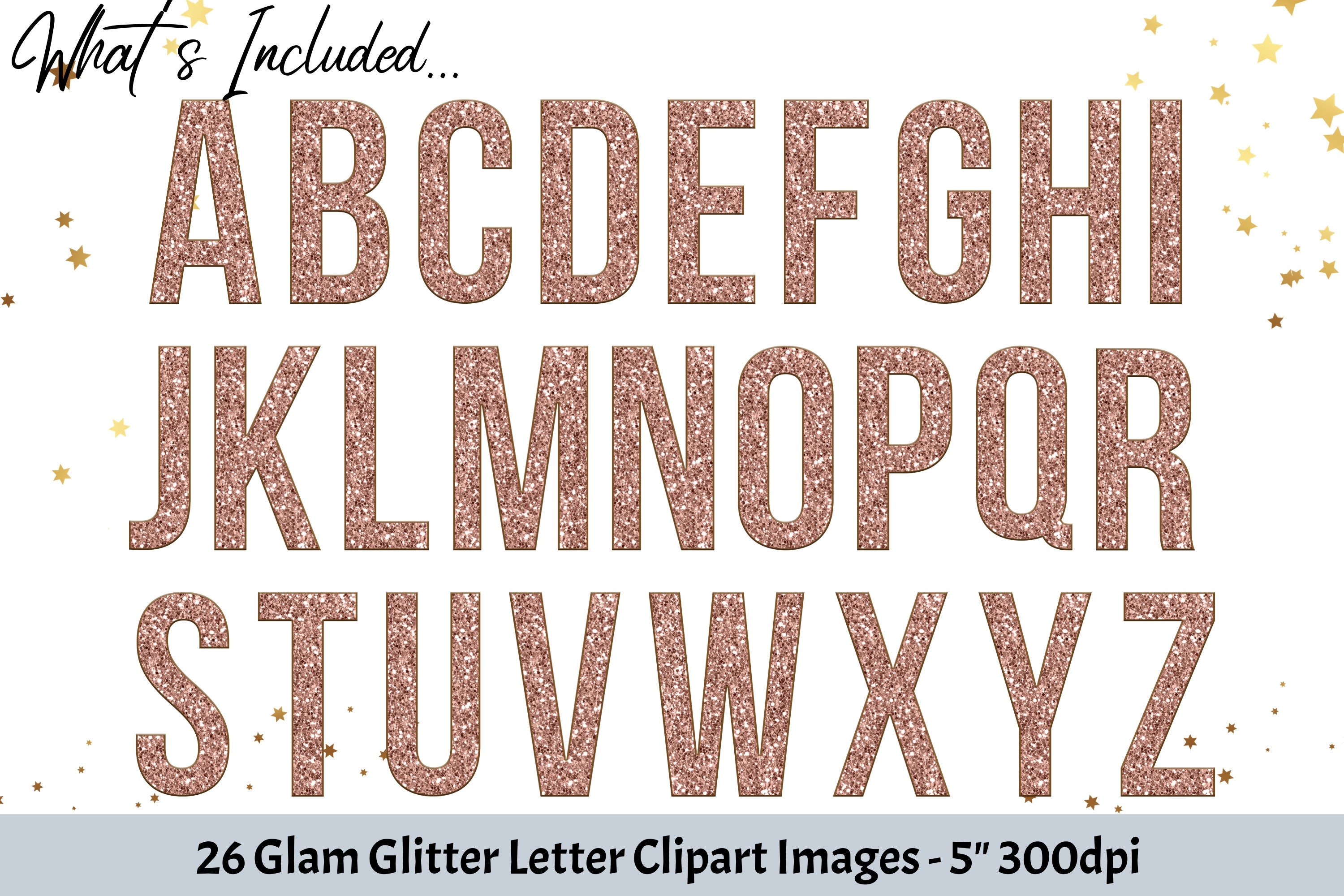 26 Rose Gold Glam Glitter Alphabet. Glitter letters with gold Etsy
