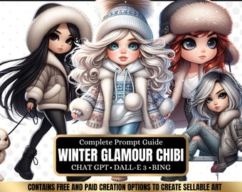 ChatGPT & DALL-E 3 AI Art Prompt Guide, 30 Winter casual chibi Girl  Chatgpt prompts, For ebook template canva, plr, monetization guide