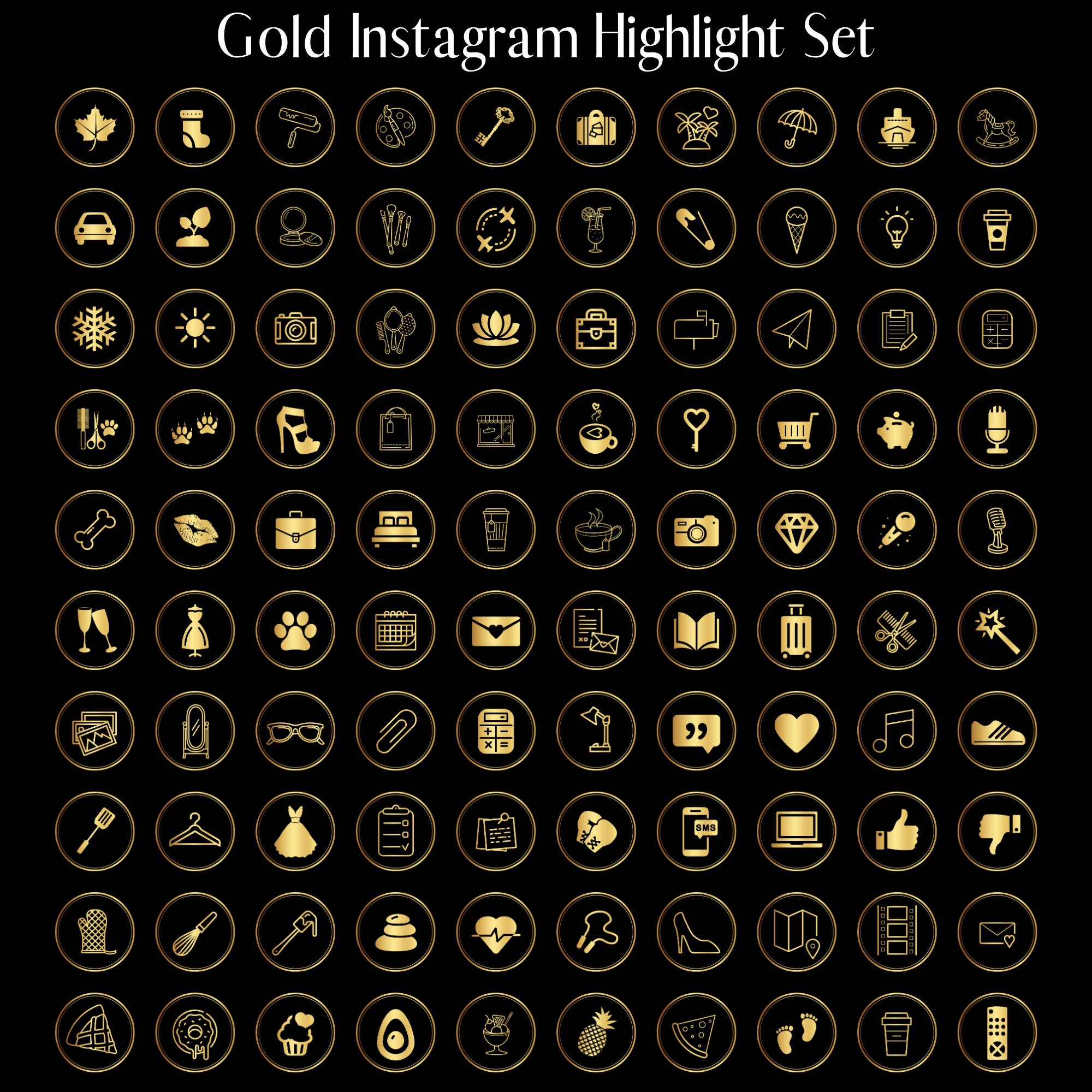 100 Gold Instagram Story Highlight Icons Instagram Stories | Etsy