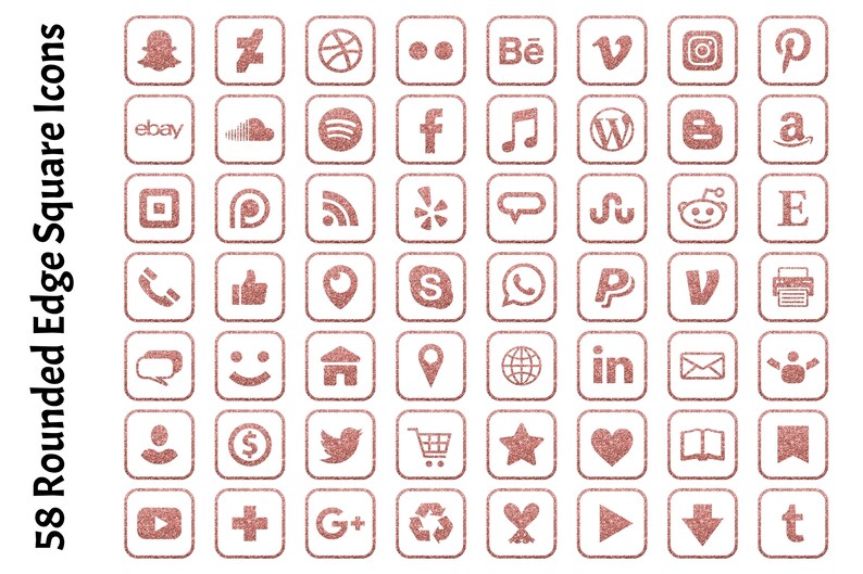 293 Rose Gold Glitter Social Media Icons branding kits and Instagram templates diy branding RGGB G25 Perfect for web design