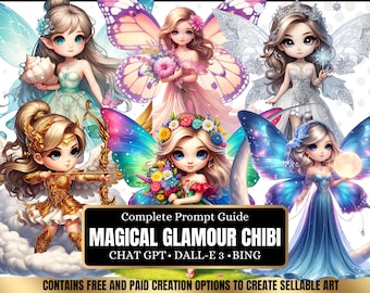 ChatGPT & DALL-E 3 AI Art Prompt Guide, 30 Fairy, Angel + Butterfly Chibi Girl  Chatgpt prompts, For ebook template canva