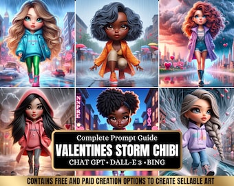 ChatGPT & DALL-E 3 AI Art Prompt Guide, 30 Valentine Storm chibi Girl  Chatgpt prompts, For ebook template canva, plr, monetization guide